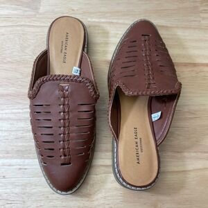 American Eagle Outfitters Brown Woven Detail Pointed Toe Mule Slide Shoes Size 6